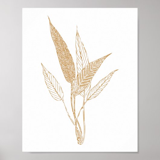 Moderne, minimalistische botanische bladeren teken poster (Voorkant)