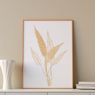 Moderne, minimalistische botanische bladeren teken poster