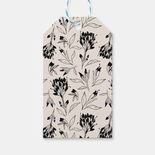 Moderne Minimalistische Botanische Bloemenschetspa Cadeaulabel (Voorkant)