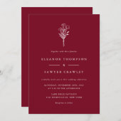 Moderne minimalistische botanische Bourgogne bruil Kaart (Voorkant / Achterkant)