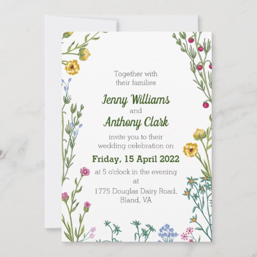 Moderne minimalistische botanische bruiloft kaart (Voorkant)