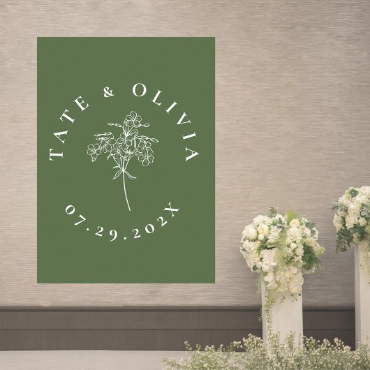 Moderne minimalistische botanische bruiloft poster
