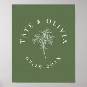 Moderne minimalistische botanische bruiloft poster (Voorkant)