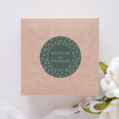 Moderne, minimalistische botanische donkerbruine b ronde sticker