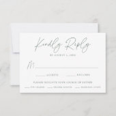 Moderne minimalistische botanische donkergrijze ke RSVP kaartje (Voorkant)