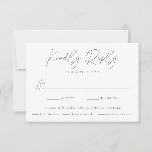 Moderne minimalistische botanische donkergrijze ke RSVP kaartje (Voorkant)