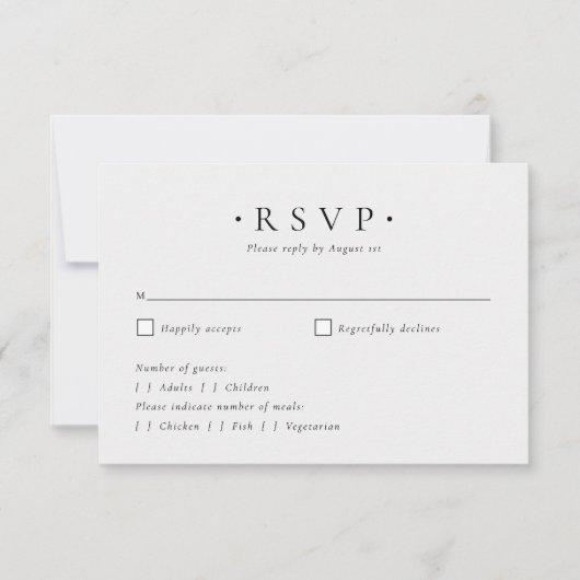 Moderne minimalistische botanische elegante script RSVP kaartje (Voorkant)