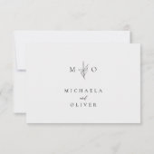 Moderne minimalistische botanische elegante script RSVP kaartje (Achterkant)