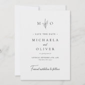 Moderne minimalistische botanische elegante script save the date (Voorkant)