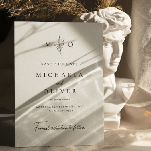 Moderne minimalistische botanische elegante script save the date