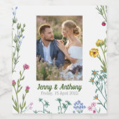 Moderne, minimalistische botanische flora wijn etiket (Enkel label)