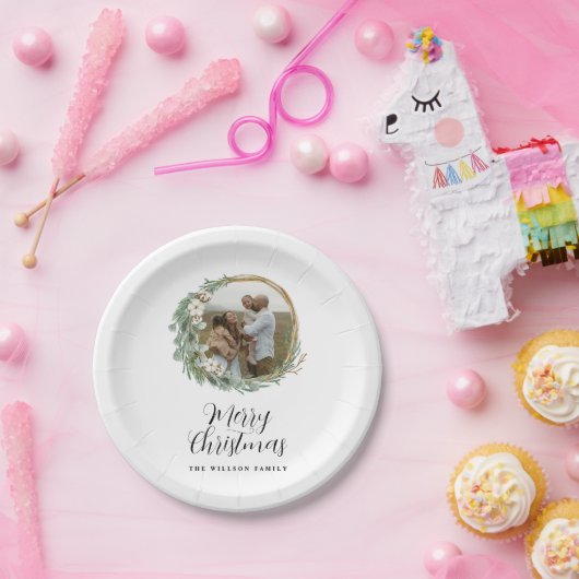 Moderne minimalistische botanische kerst papieren bordje (Feest)