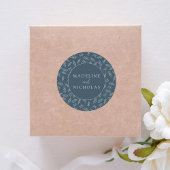 Moderne minimalistische botanische leisteen blauwe ronde sticker