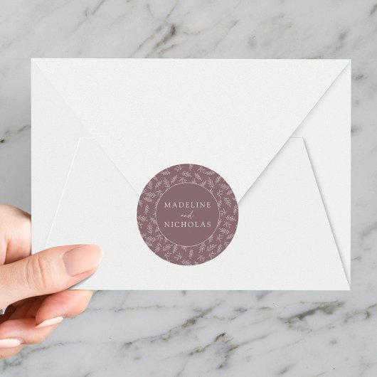 Moderne, minimalistische botanische Mauve Paarse b Ronde Sticker