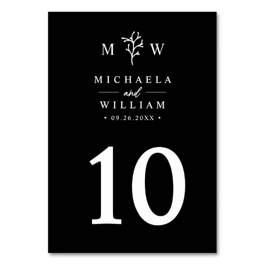 Moderne minimalistische botanische monogram bruilo kaart (Voorkant)