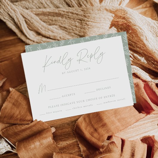 Moderne minimalistische botanische slachting groen RSVP kaartje