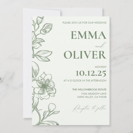 Moderne minimalistische botanische sloze groene br kaart (Voorkant)