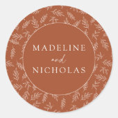 Moderne minimalistische botanische terracotta brui ronde sticker (Voorkant)