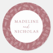 Moderne minimalistische botanische woestijnbruilof ronde sticker (Voorkant)