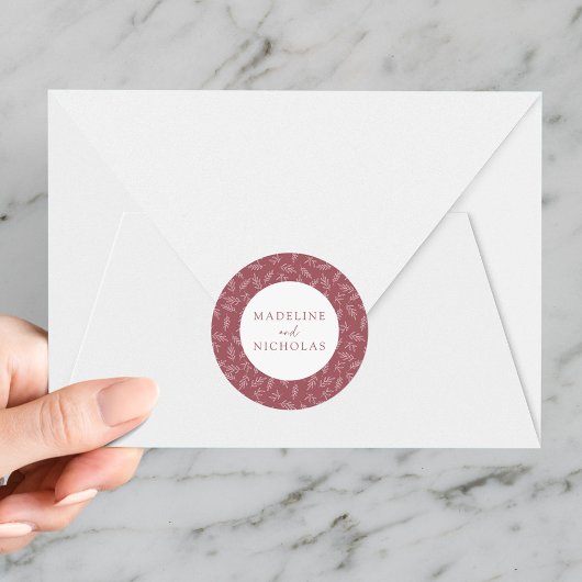 Moderne minimalistische botanische woestijnbruilof ronde sticker