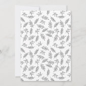 Moderne minimalistische botanische zwarte bruiloft kaart (Achterkant)