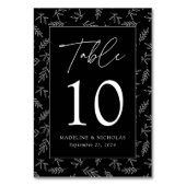 Moderne minimalistische botanische zwarte bruiloft kaart (Voorkant)