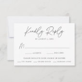 Moderne minimalistische botanische zwarte maaltijd RSVP kaartje (Voorkant)