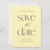 Moderne minimalistische boter gele chique bruiloft save the date (Voorkant)