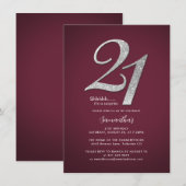 Moderne minimalistische Bourgogne 21ste verjaardag Kaart (Voorkant / Achterkant)