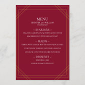 Moderne minimalistische Bourgogne en gouden lijnen Menu (Achterkant)