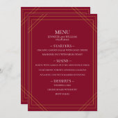 Moderne minimalistische Bourgogne en gouden lijnen Menu (Voorkant / Achterkant)