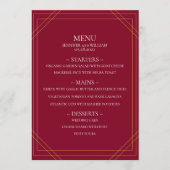 Moderne minimalistische Bourgogne en gouden lijnen Menu (Voorkant)
