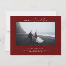 Moderne minimalistische Bourgogne Red bespaart de Save The Date