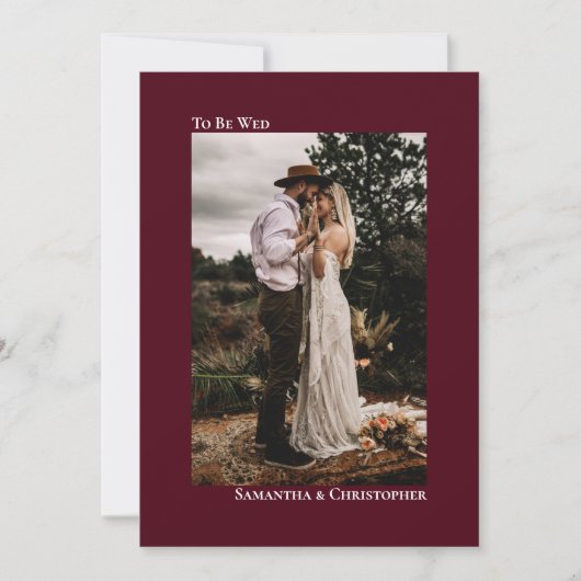 Moderne minimalistische Bourgogne Vertical Photo W Kaart (Voorkant)