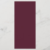 Moderne Minimalistische Bourgondiër Witte Bruiloft Menu (Achterkant)