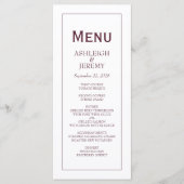 Moderne Minimalistische Bourgondiër Witte Bruiloft Menu (Voorkant)