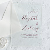 Moderne minimalistische Bourgondische script Save  Acryl Uitnodigingen