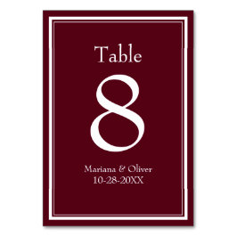 Moderne Minimalistische Bourgondische Tafel Nummer Kaart