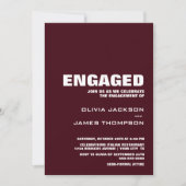 Moderne minimalistische Bourgondische verlovingsfe Kaart (Voorkant)