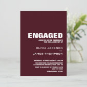 Moderne minimalistische Bourgondische verlovingsfe Kaart (Staand voorkant)