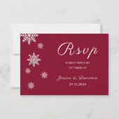 Moderne Minimalistische Bourgondische Winter Weddi RSVP Kaartje (Voorkant)