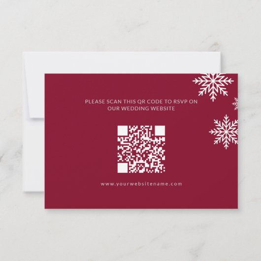 Moderne Minimalistische Bourgondische Winter Weddi RSVP Kaartje (Achterkant)