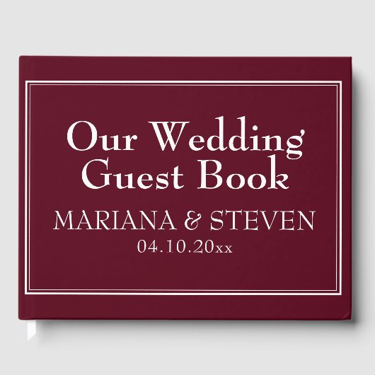 Moderne minimalistische Bourgundy Gastenboek (Voorkant)