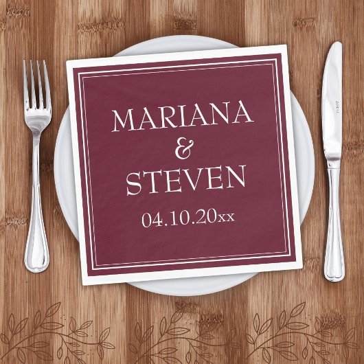 Moderne minimalistische Bourgundy Servet