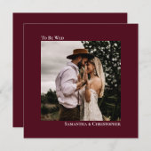 Moderne minimalistische Bourgundy Square-fotobruil Kaart (Voorkant / Achterkant)