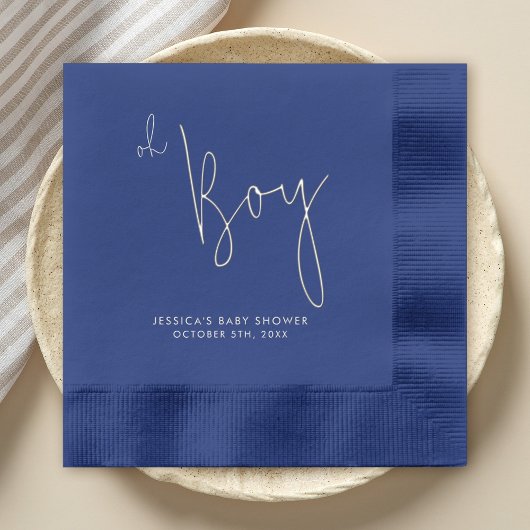 Moderne minimalistische Boy Baby shower Silver Folie Servetten
