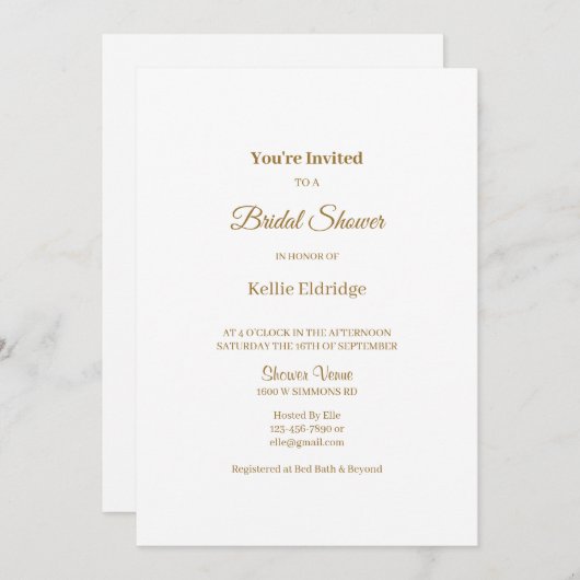 Moderne minimalistische bridal Shower-uitnodiging Kaart (Voorkant / Achterkant)