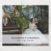 Moderne minimalistische bride en bruidefoto's likeurfles etiket (Enkel label)