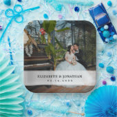 Moderne minimalistische bride en bruidefoto's papieren bordje (Feest)