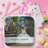 Moderne minimalistische bride en bruidefoto's papieren bordje (Feest)